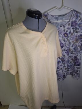 TWO Blair Yellow & Purple Floral Short-Sleeve Tops Size 3XL